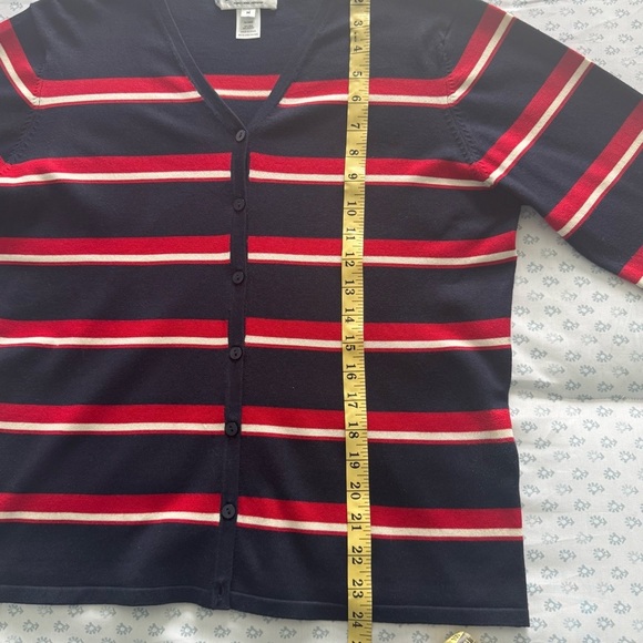 Pendleton Women’s Silk Blend Navy and Red Striped Medium Cardigan - Picture 4 of 6